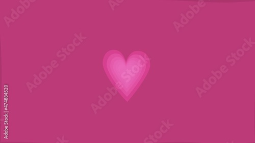 Coming up hearts on a pink loop background. Flat motion design. Boho colors moving backdrop for Valentine's Day or Wedding cards. UHD 4K