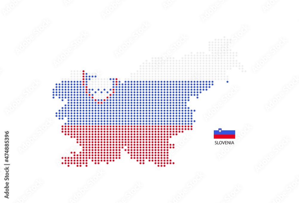 Slovenia map design by color of Slovenia flag in circle shape, White background with Slovenia flag.