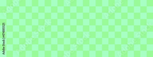 Checkerboard banner. Pale Green and Mint colors of checkerboard. Small squares, small cells. Chessboard, checkerboard texture. Squares pattern. Background.