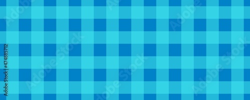 Banner, plaid pattern. Blue on Cyan color. Tablecloth pattern. Texture. Seamless classic pattern background.