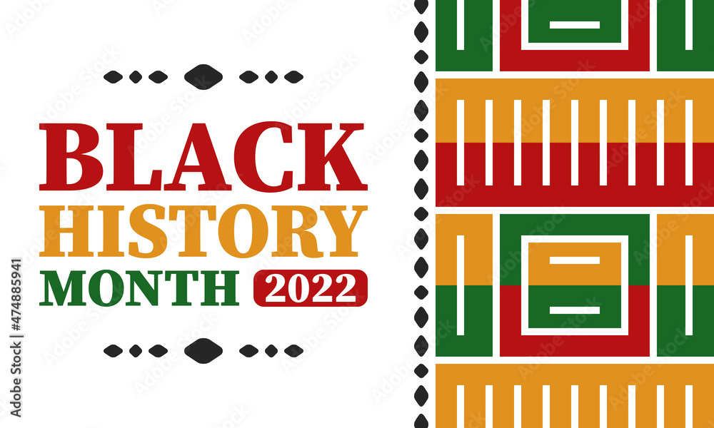 Naklejka premium Black History Month in February. African American Culture and History. Celebrated annual in United States and Canada. In October in Great Britain. Vector poster, tradition ornament illustration