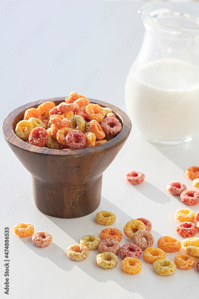Delicious and nutritious fruit cereal loops flavorful. Delicious and nutritious fruit cereal loops flavorful.