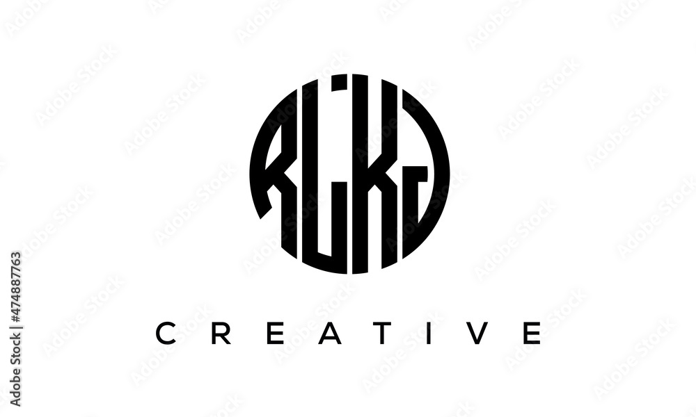 RLKJ letters circle logo design vector template, RLKJ letters circle logo design vector template,