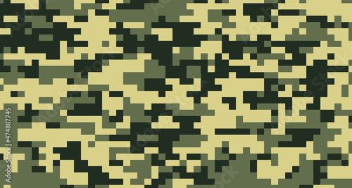 Vector camouflage military texture background soldier green pixel. EPS 10.