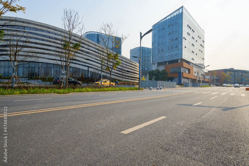 Obraz premium Highway and financial center office building in Chongqing, China