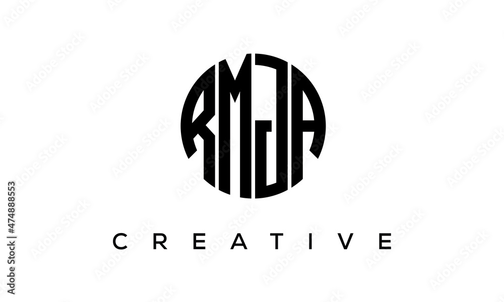 RMJA letters circle logo design vector template, RMJA letters circle logo design vector template,