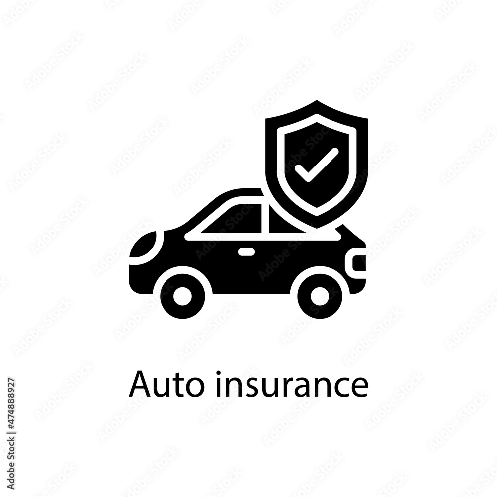 Auto insurance vector Solid Icon Design illustration. Activities Symbol on White background EPS 10 File