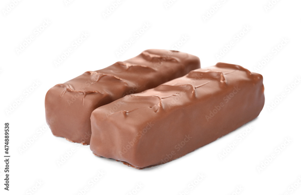 Delicious sweet chocolate bars isolated on white Delicious sweet chocolate bars isolated on white