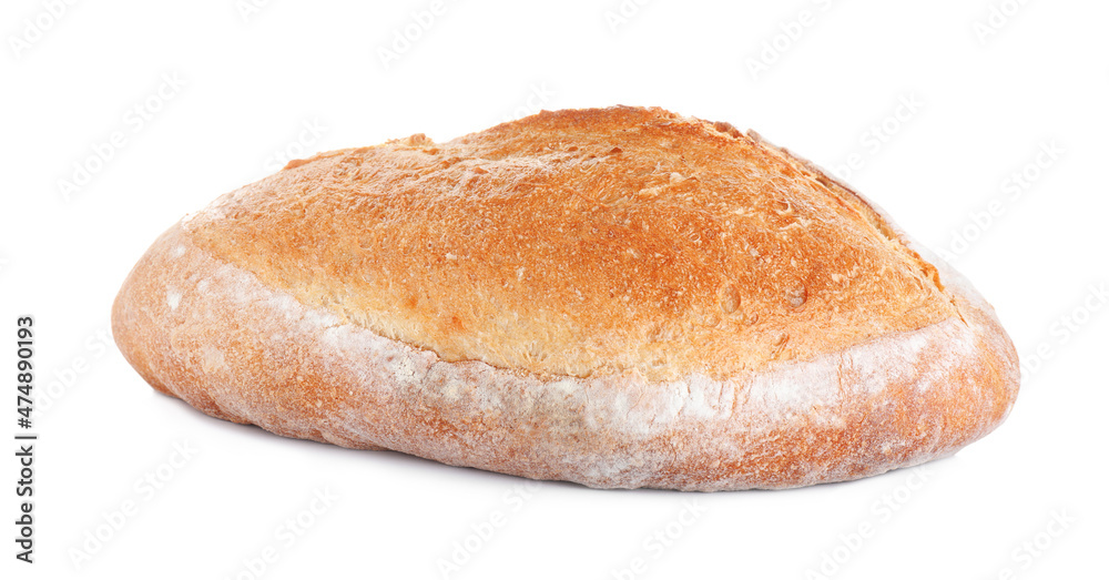 Loaf of tasty wheat sodawater bread isolated on white