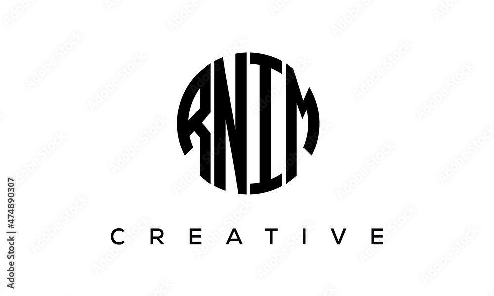 RNIM letters circle logo design vector template, RNIM letters circle logo design vector template,