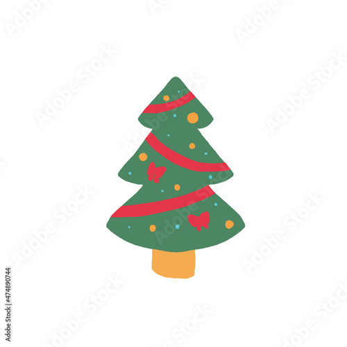Isolated hand drawn Christmas tree icon