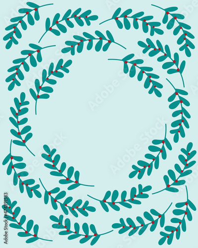Christmas card with twigs forming a circle