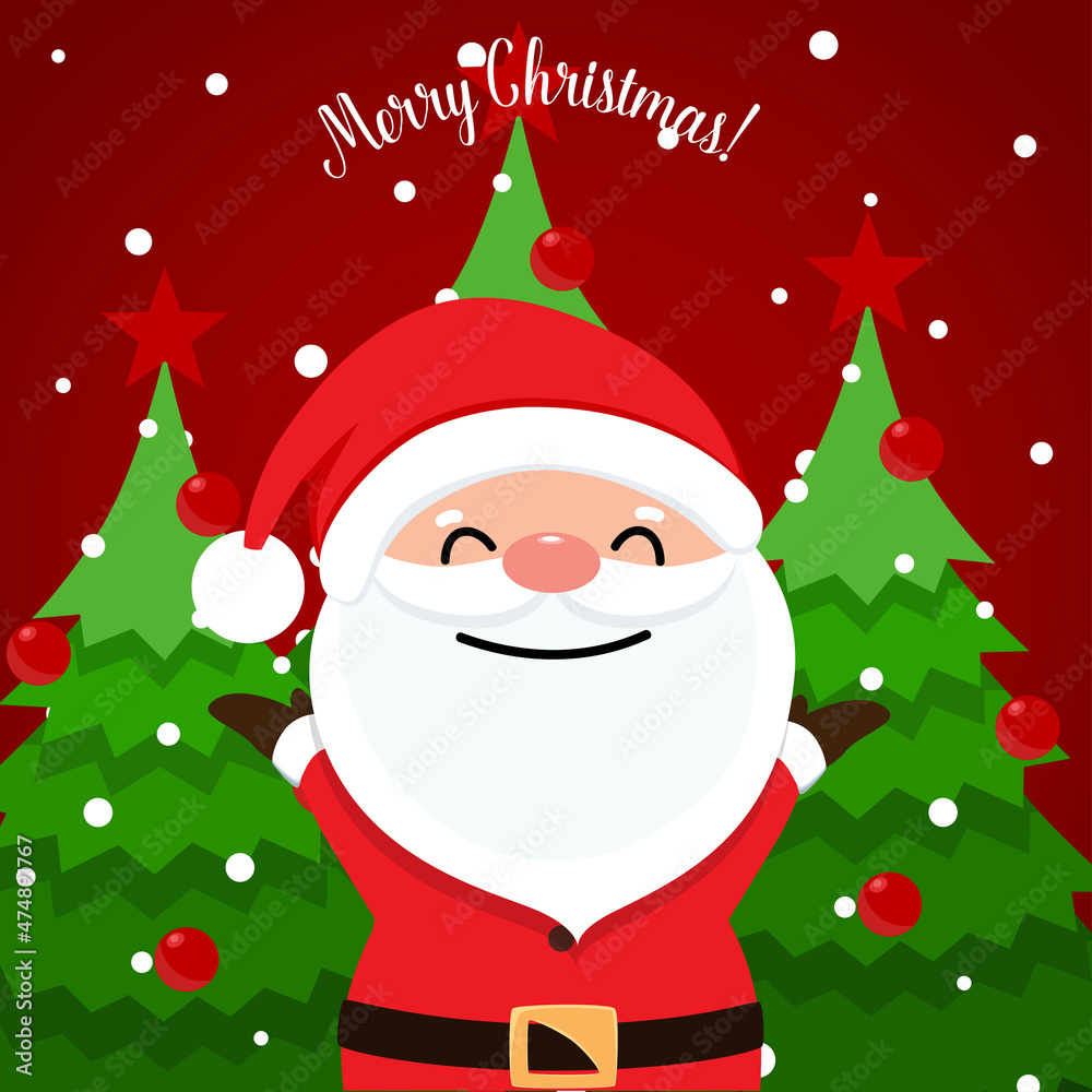 Santa Claus and Christmas tree. Merry Christmas and Happy New Year background. Vector illustration. Santa Claus and Christmas tree. Merry Christmas and Happy New Year background. Vector illustration.