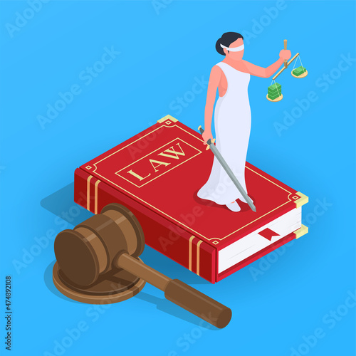 Corruption Justice Isometric Composition