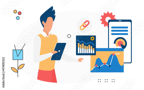 Commercial business performance success and company progress chart. Financial consultant manager measuring results