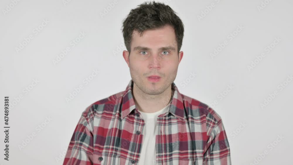 Portrait of Young Man showing No Sign by Finger Portrait of Young Man showing No Sign by Finger
