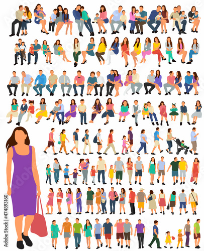 silhouette set people in flat style, isolated, vector © zolotons
