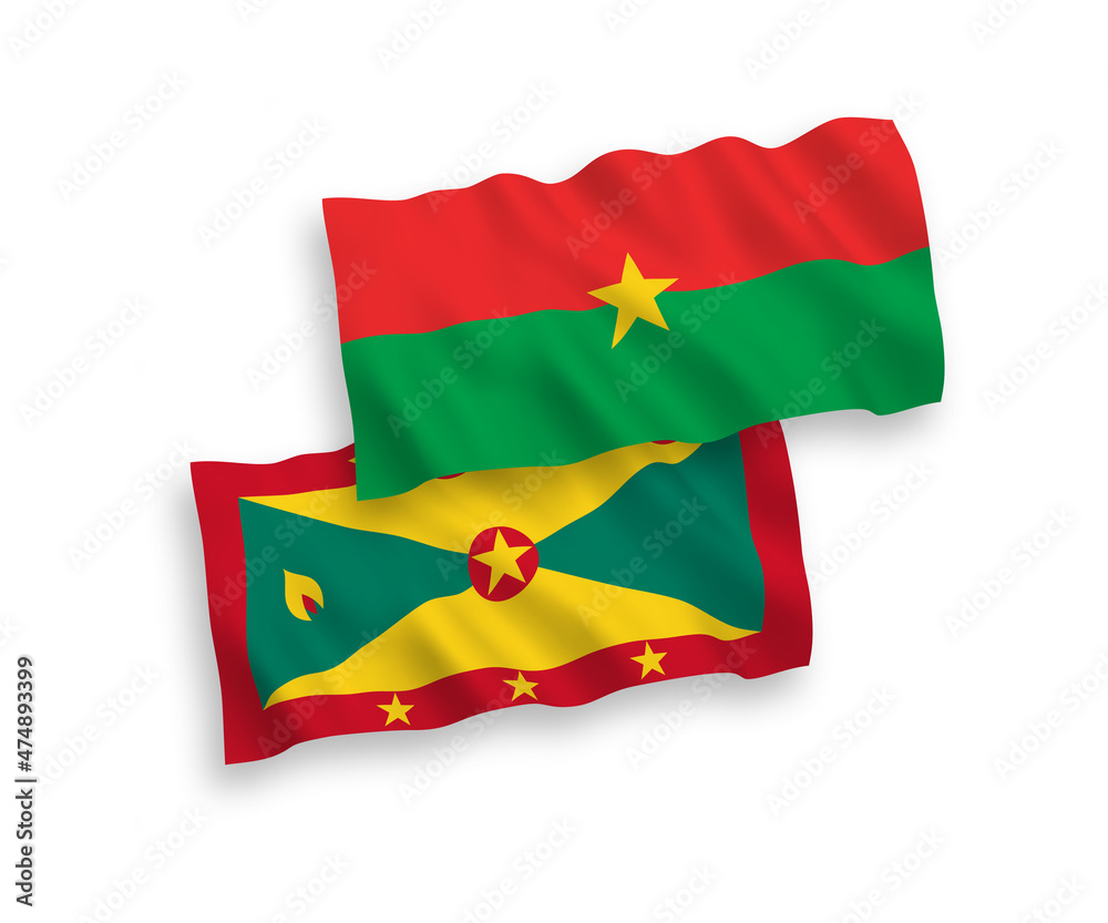 Flags of Grenada and Burkina Faso on a white background