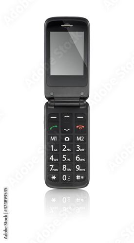 Wallpaper Mural Front view of simple black flip cellphone, isolated Torontodigital.ca