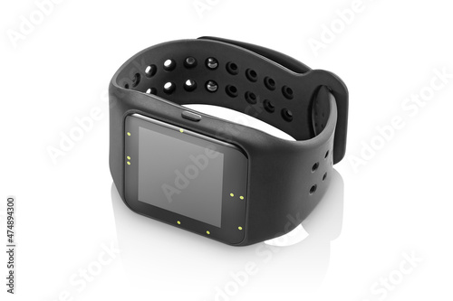 Front view of smart watch lying down, isolated
 photo