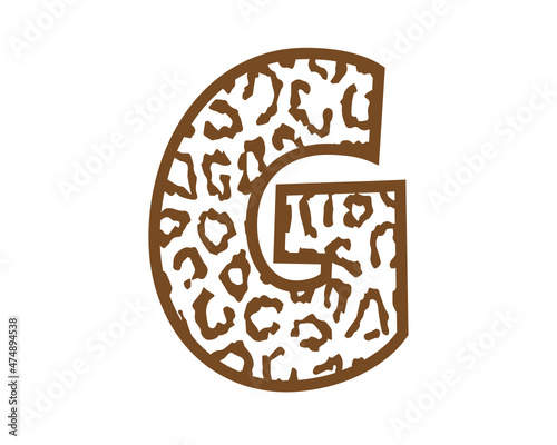 Capital letter G with wild leopard skin print