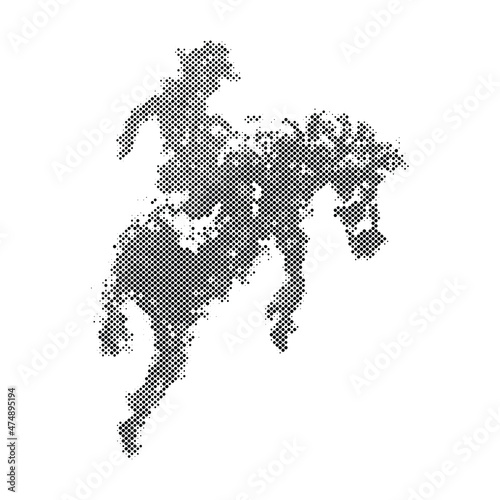 Abstract halftone technique with cowboy riding horse, vector illustration and design.