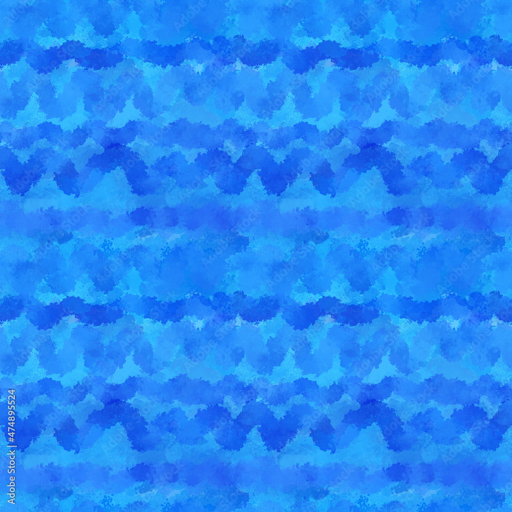 Seamless blue background with  ornament, brush strokes.