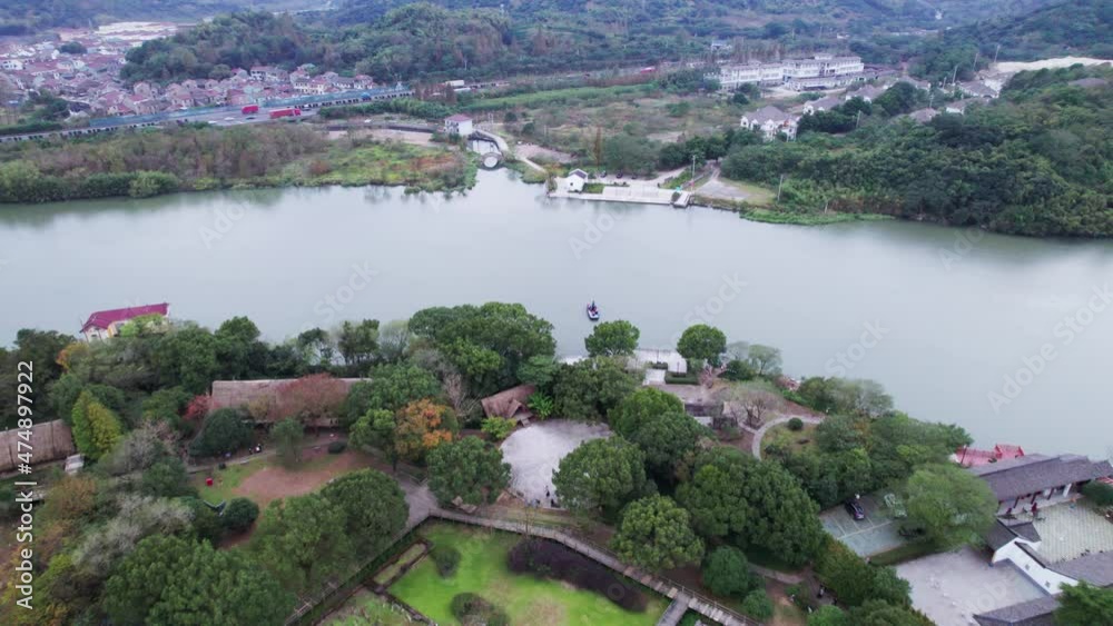 aerial view of ningbo yuyao hemudu historic site