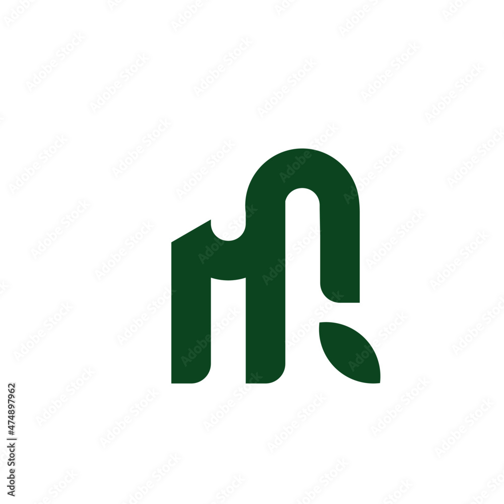 Letter m nature logo identity. Simple leaf initial m organic logo Letter m nature logo identity. Simple leaf initial m organic logo