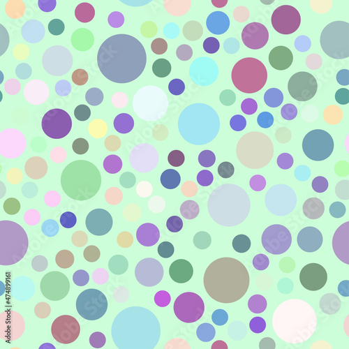 A colorful ellipses on light green background seamless pattern, color spots geometric repeat pattern