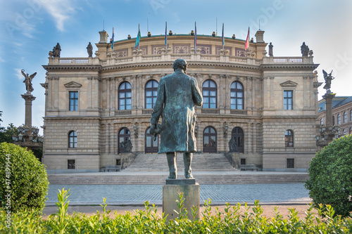 Canvas Print Prague, Czech Republic, June 2019 -  view of the statue of Antonin Dvorak in fro