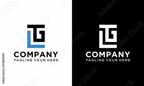  letters Initials Monogram logo TLG design vector template. on a black and white background.