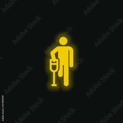 Accident yellow glowing neon icon