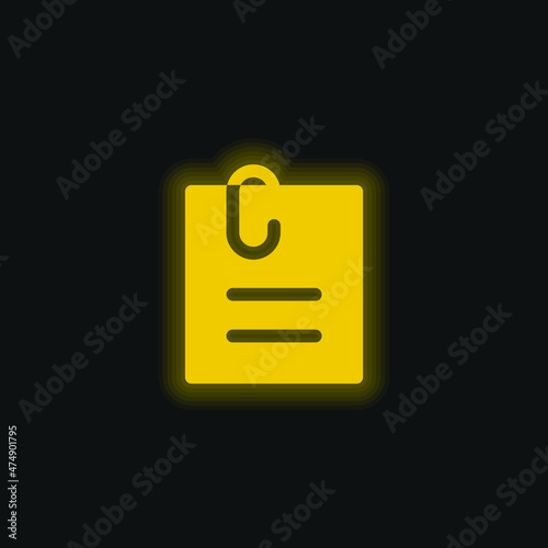 Attached File yellow glowing neon icon