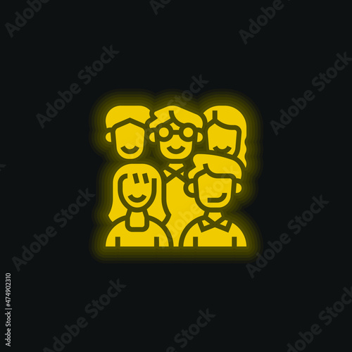Ancestors yellow glowing neon icon