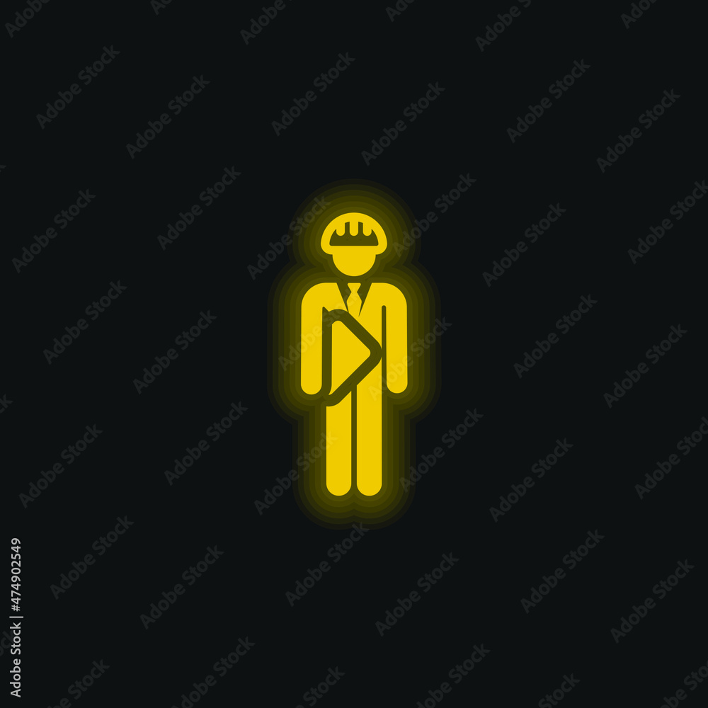 Architect yellow glowing neon icon Architect yellow glowing neon icon