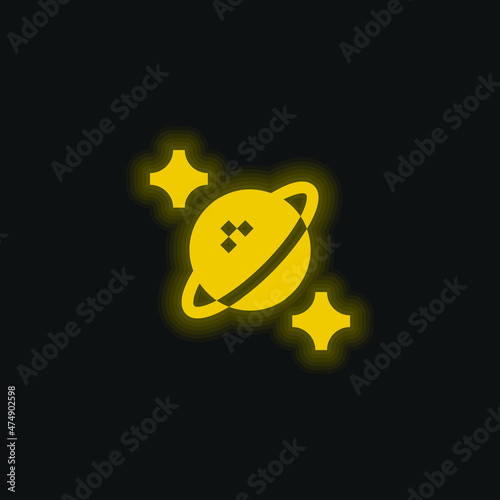 Astrophysics yellow glowing neon icon