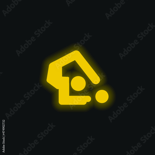 Artistic Gymnastics yellow glowing neon icon