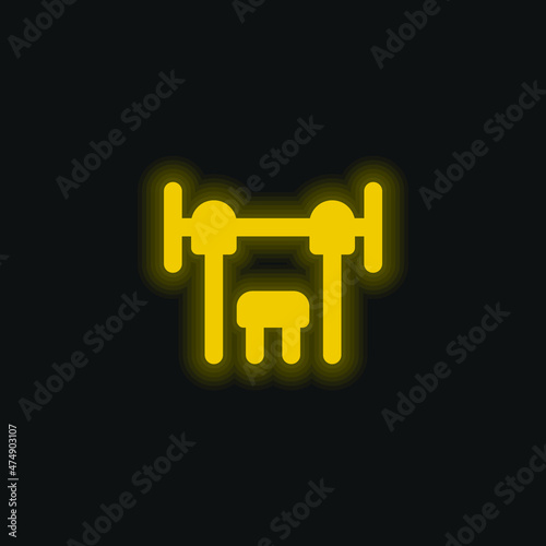 Bench Press yellow glowing neon icon