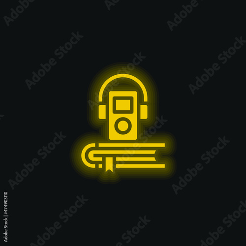 Audio Book yellow glowing neon icon