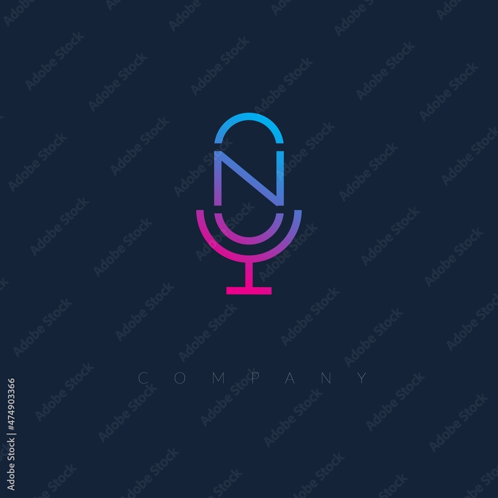 Initial N Podcast Logo Design Vector Initial N Podcast Logo Design Vector