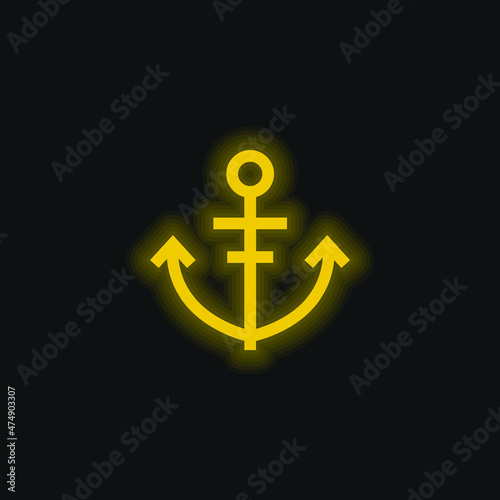 Anchor yellow glowing neon icon