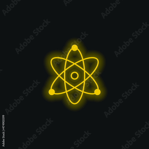 Atom yellow glowing neon icon