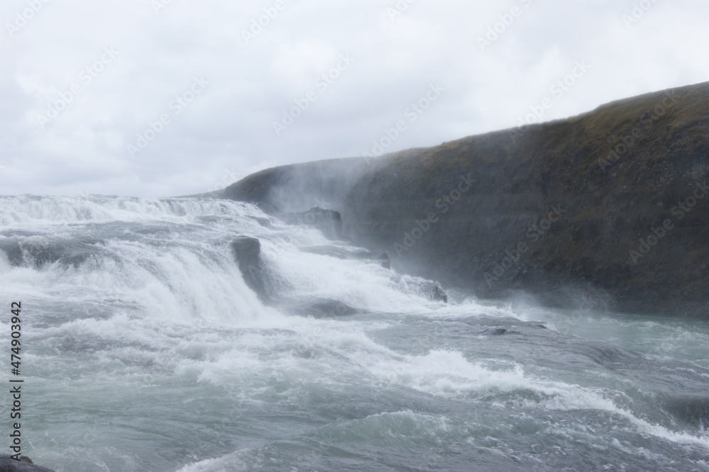 Island Wasserfall, Gullfoss, Island Wasserfall, Gullfoss,