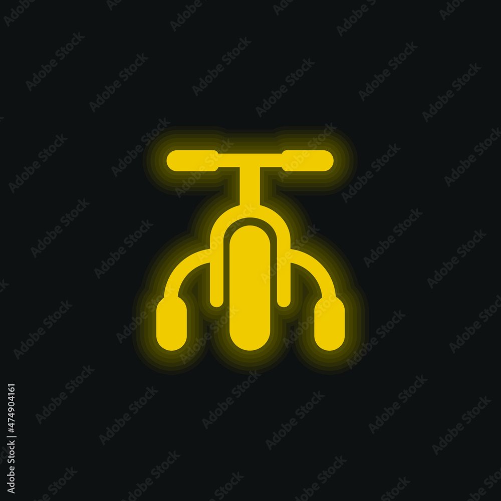 Bicycle yellow glowing neon icon Bicycle yellow glowing neon icon