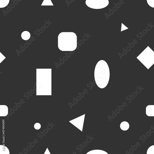 Seamless abstract pattern on black background. Vector simple print. Graphic geometric ornament.