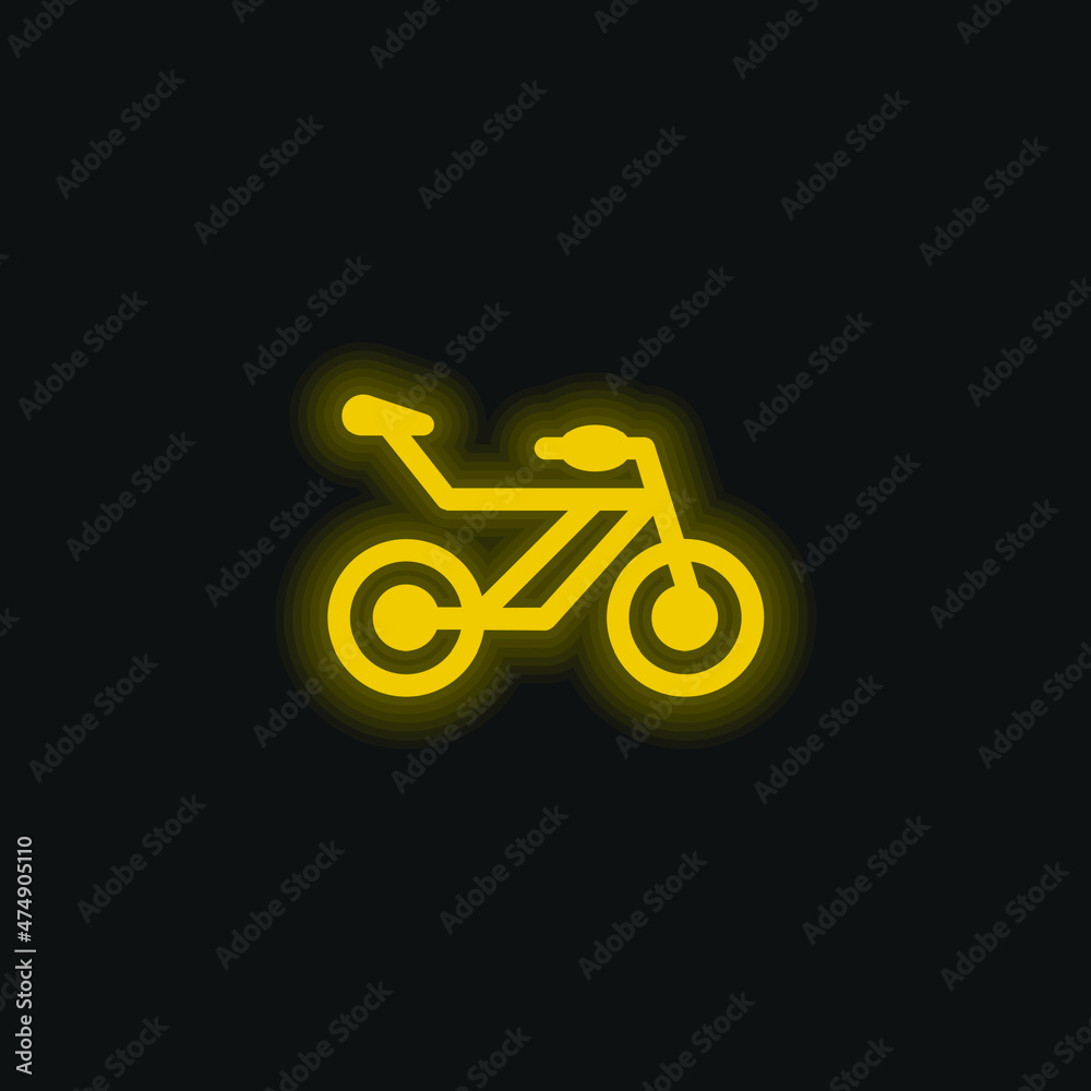 Bicycle yellow glowing neon icon Bicycle yellow glowing neon icon
