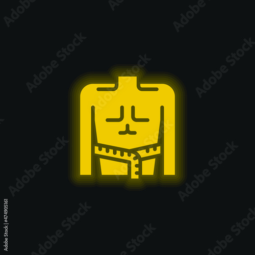 Body Mass yellow glowing neon icon