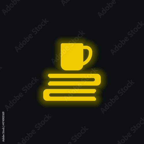 Books yellow glowing neon icon