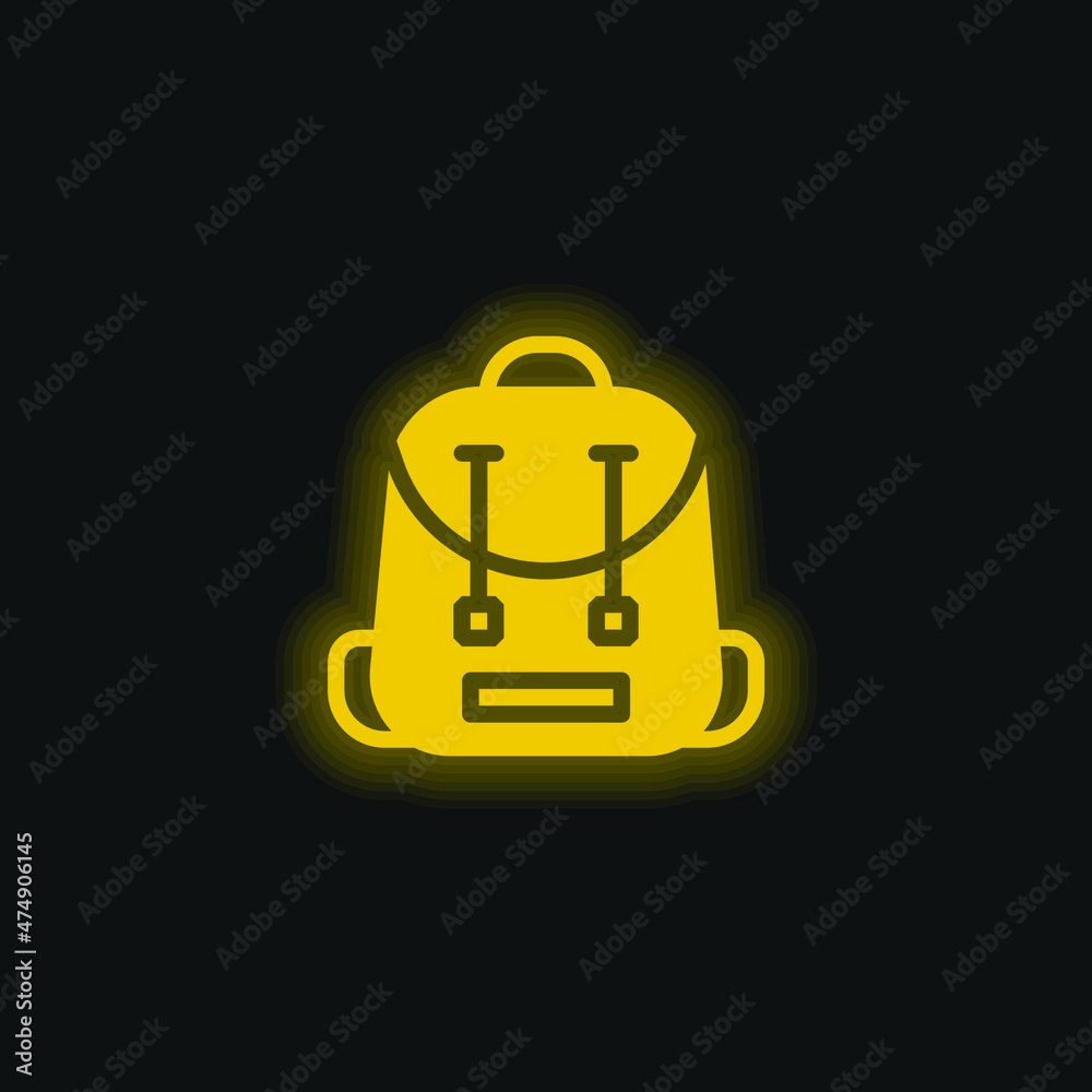 Backpack yellow glowing neon icon Backpack yellow glowing neon icon